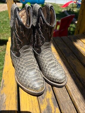 Durango Natural Snakeskin-Textured Kids' Boot authentic